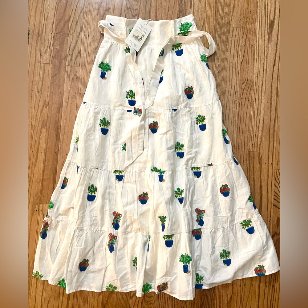 Sézane x Momoni US 8 Lambertine Maxi Skirt with Potted Plant Embroidery - Picture 2 of 6